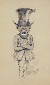 Silindir şapkalı damat, 1857 (kağıt üzerinde siyah ve beyaz tebeşir) by Claude Monet